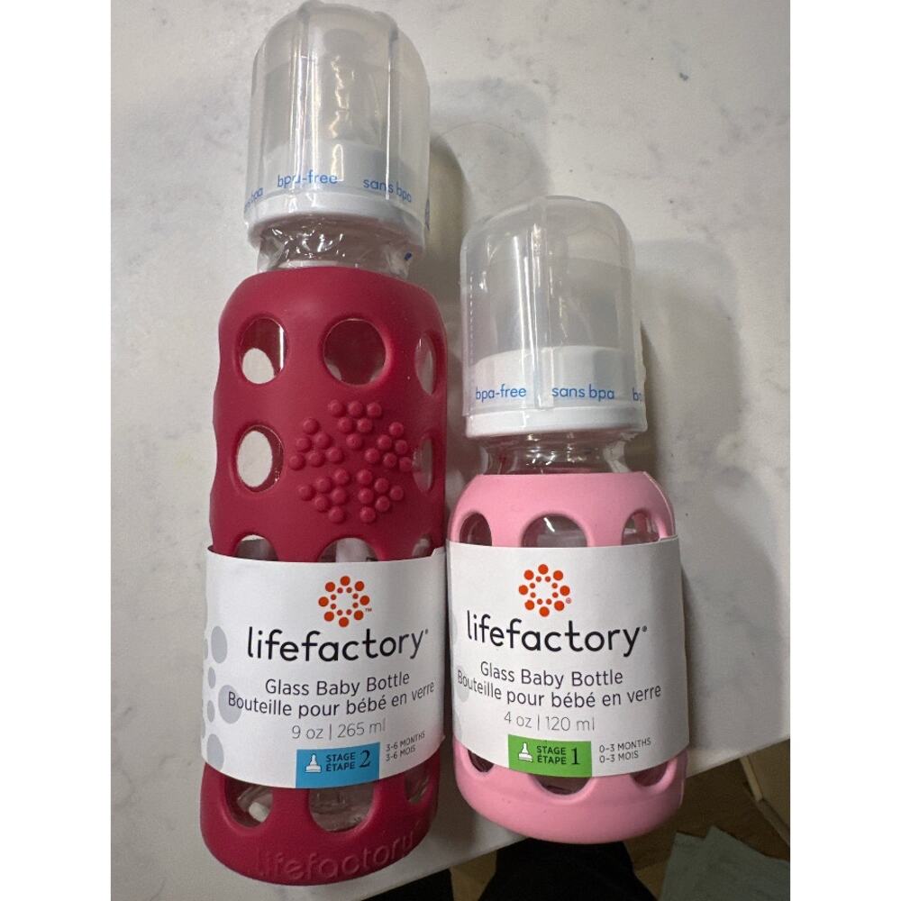 NEW and sealed! LifeFactory Glass Bottles 1(9oz) and 1 (4oz)